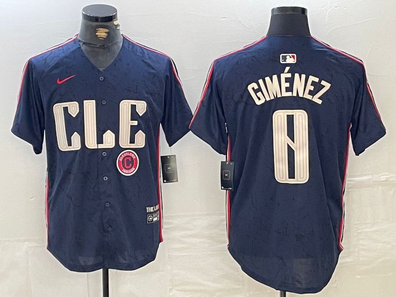 Men Cleveland Indians #0 Gimenez Blue City Edition Nike 2024 MLB Jersey style 4->cleveland indians->MLB Jersey
